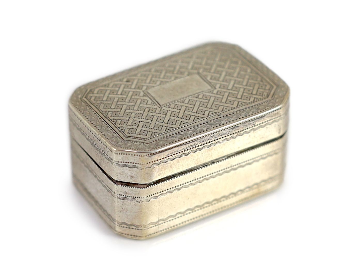 A George III silver octagonal nutmeg grater, by Joseph Wilmore